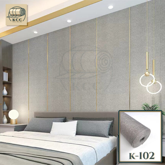 Vải lanh dán tường màu xám KCC Wall Decor K-102