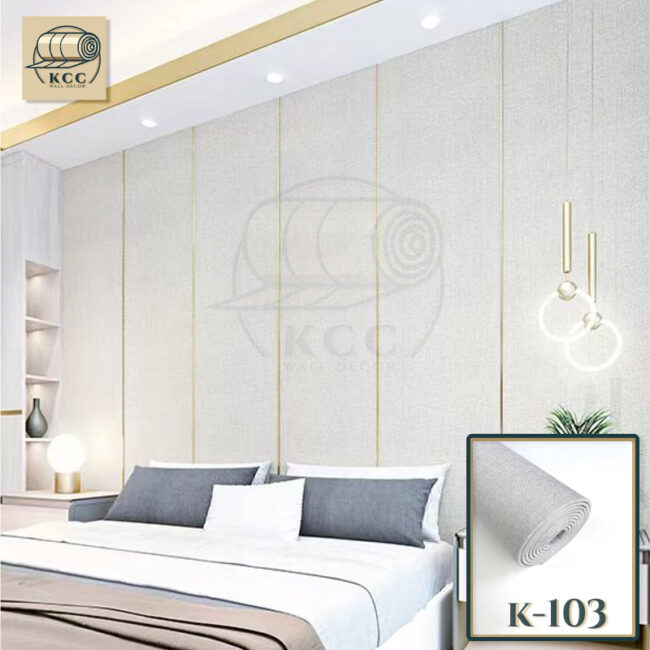 Vải lanh dán tường màu bạc KCC Wall Decor K-103